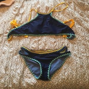 Navy/Light Blue and yellow reversible Suit